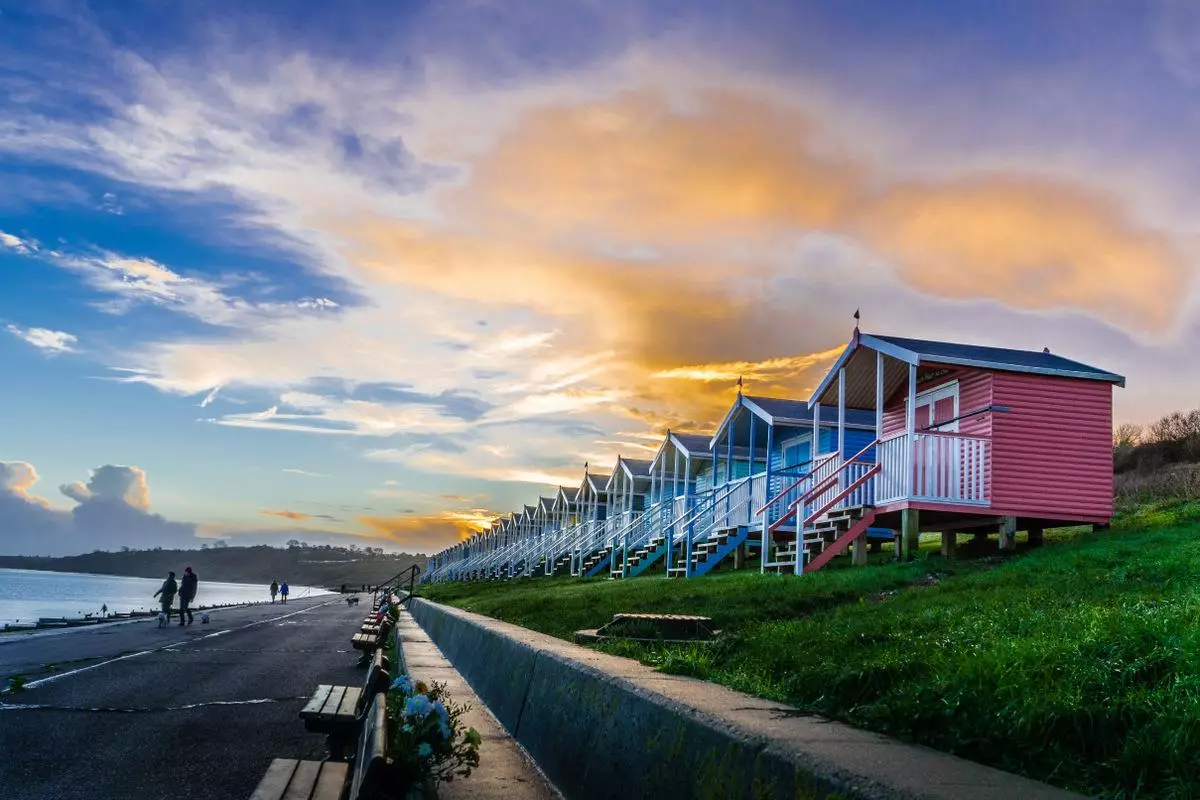 Sunrise at the beach huts